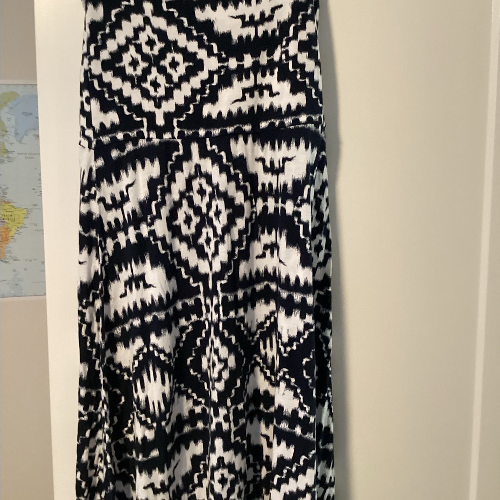 INC International Concepts Dark Navy Blue (almost black) and White Maxi Skirt